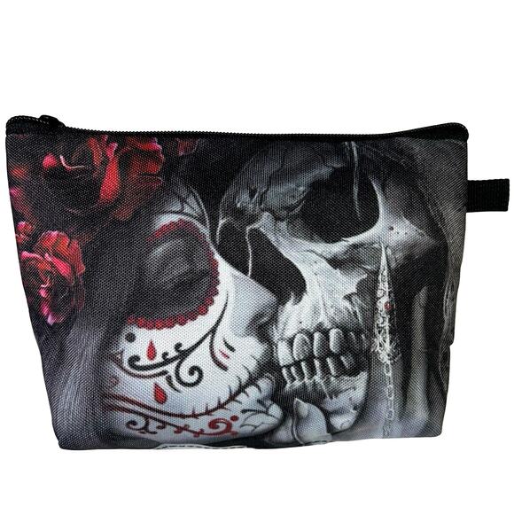 Dia de Los Muertos Day of the Dead Canvas Accessory Cosmetic Zipper Bag - Picture 1 of 4